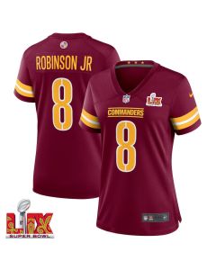 Brian Robinson #8 Washington Commanders Super Bowl LIX Women’s Jersey – Burgundy