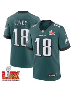 Britain Covey #18 Philadelphia Eagles Super Bowl LIX Jersey – Men’s – Midnight Green
