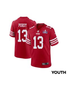Brock Purdy 13 San Francisco 49ers Super Bowl LVIII Patch Game YOUTH Jersey – Scarlet