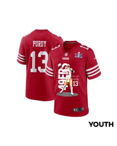 Brock Purdy 13 San Francisco 49ers Throwing Ball Game YOUTH Jersey – Scarlet