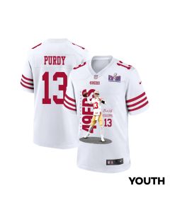 Brock Purdy 13 San Francisco 49ers Throwing Ball Game YOUTH Jersey – White