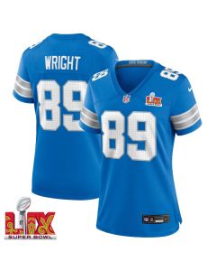 Brock Wright #89 Detroit Lions Super Bowl LIX Women’s Jersey – Blue