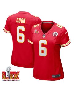 Bryan Cook #6 Kansas City Chiefs Super Bowl LIX Women’s Jersey – Red