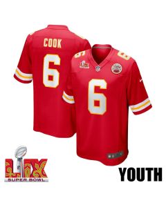 Bryan Cook #6 Kansas City Chiefs Super Bowl LIX YOUTH Jersey – Red