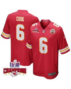 Bryan Cook 6 Kansas City Chiefs Super Bowl LVIII Champions 4 Stars Patch Game Men Jersey – Red