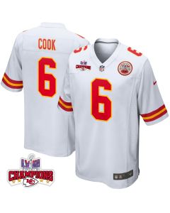 Bryan Cook 6 Kansas City Chiefs Super Bowl LVIII Champions 4 Stars Patch Game Men Jersey – White