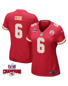 Bryan Cook 6 Kansas City Chiefs Super Bowl LVIII Champions 4 Stars Patch Game Women Jersey – Red
