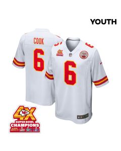 Bryan Cook 6 Kansas City Chiefs Super Bowl LVIII Champions 4X Game YOUTH Jersey – White