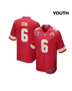 Bryan Cook 6 Kansas City Chiefs Super Bowl LVIII Patch Game YOUTH Jersey – Red