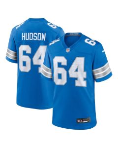 Bryan Hudson 64 Detroit Lions Game Men Jersey – Blue