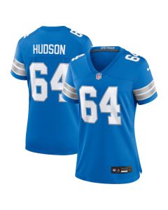 Bryan Hudson 64 Detroit Lions Women’s Game Jersey – Blue