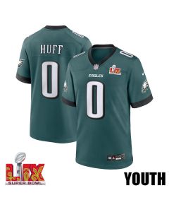 Bryce Huff #0 Philadelphia Eagles Super Bowl LIX YOUTH Jersey – Midnight Green
