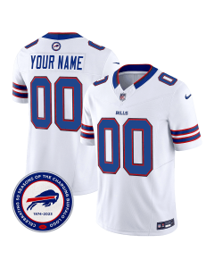 Buffalo Bills 50th Charging Logo Patch Game Custom Men Jersey – White