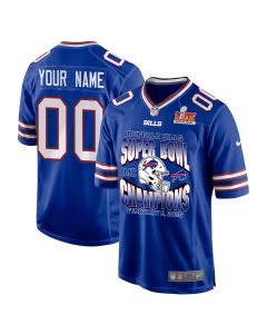Buffalo Bills Super Bowl LIX Champions Helmet Game Men Custom Jersey – Royal