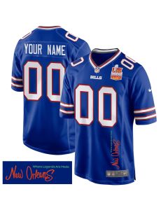 Buffalo Bills Super Bowl LIX Champions Patch ‘New Orleans – Where Legends Are Made’ EMBROIDERED Game Men Custom Jersey – Royal