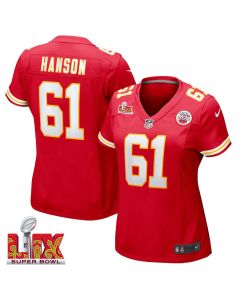 C.J. Hanson #61 Kansas City Chiefs Super Bowl LIX Women’s Jersey – Red