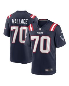 Caedan Wallace 70 New England Patriots Team Game Men Jersey – Navy