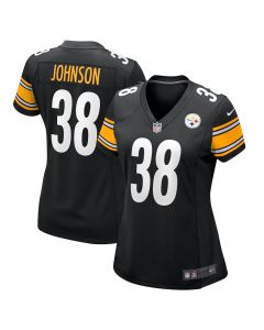 Caleb Johnson 38 Pittsburgh Steelers Game Women Jersey – Black