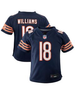 Caleb Williams 18 Chicago Bears 2024 NFL Draft First Round Pick Player Game YOUTH Jersey – Navy