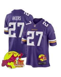 Cam Akers 27 Minnesota Vikings Super Bowl LIX New Orleans Patch Game Men Jersey – Purple
