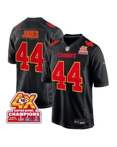 Cam Jones 44 Kansas City Chiefs Super Bowl LVIII Champions 4X Fashion Game Men Jersey – Carbon Black