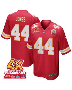 Cam Jones 44 Kansas City Chiefs Super Bowl LVIII Champions 4X Game Men Jersey – Red