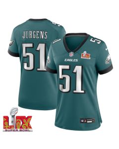 Cam Jurgens #51 Philadelphia Eagles Super Bowl LIX Women’s Jersey – Midnight Green