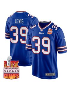 Cam Lewis 39 Buffalo Bills Super Bowl LIX Champions Patch Game Men Jersey – Royal