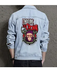 Capture Thecrown Jean Jacket for Men – Gift for Streetwear Fans – Christmas Gift - Light Blue - Main View