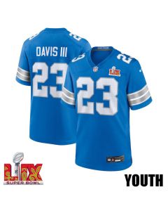 Carlton Davis #23 Detroit Lions Super Bowl LIX YOUTH Jersey – Blue