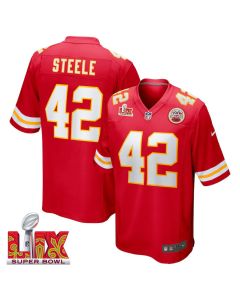 Carson Steele #42 Kansas City Chiefs Super Bowl LIX Jersey – Men’s – Red