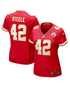 Carson Steele 42 Kansas City Chiefs Women’s Game Jersey – Red