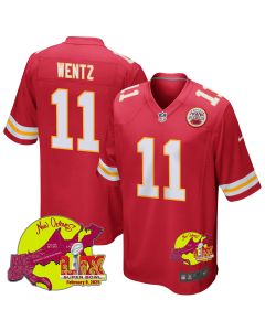 Carson Wentz 11 Kansas City Chiefs Super Bowl LIX New Orleans Patch Game Men Jersey – Red
