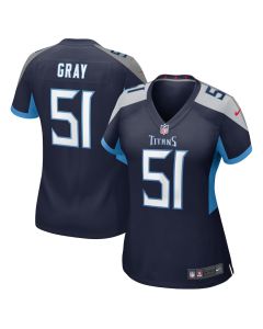 Cedric Gray 51 Tennessee Titans Women’s Game Jersey – Navy