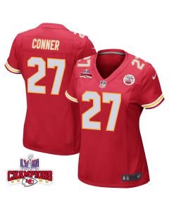Chamarri Conner 27 Kansas City Chiefs Super Bowl LVIII Champions 4 Stars Patch Game Women Jersey – Red