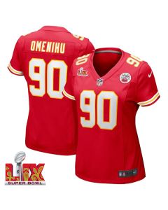 Charles Omenihu #90 Kansas City Chiefs Super Bowl LIX Women’s Jersey – Red