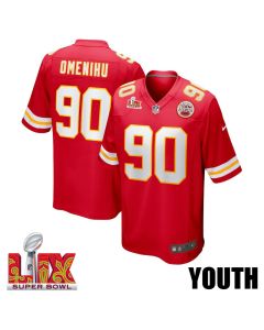 Charles Omenihu #90 Kansas City Chiefs Super Bowl LIX YOUTH Jersey – Red