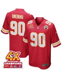 Charles Omenihu 90 Kansas City Chiefs Super Bowl LVIII Champions 4X Game Men Jersey – Red