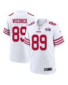Charlie Woerner 89 San Francisco 49ers Super Bowl LVIII Patch Game Men Jersey – White