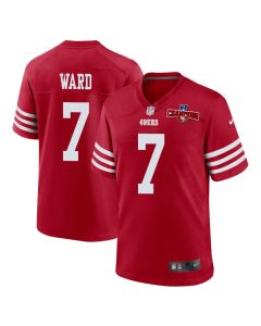 Charvarius Ward 7 San Francisco 49ers NFC Champions Patch Game Men Jersey – Scarlet