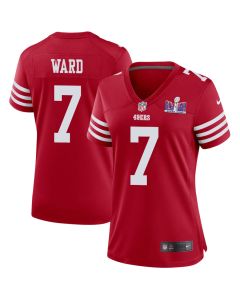 Charvarius Ward 7 San Francisco 49ers Super Bowl LVIII Patch Game Women Jersey – Scarlet