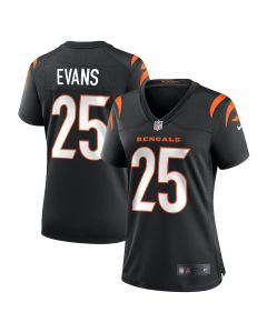 Chris Evans 25 Cincinnati Bengals Women Game Jersey – Black