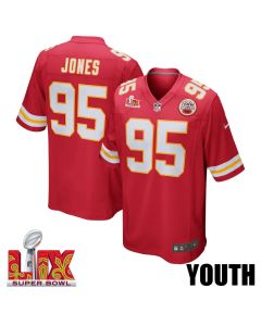 Chris Jones #95 Kansas City Chiefs Super Bowl LIX YOUTH Jersey – Red