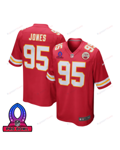 Chris Jones 95 Kansas City Chiefs 2025 Pro Bowl Patch Game Men Jersey – Red