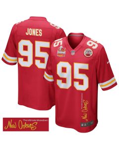 Chris Jones 95 Kansas City Chiefs Super Bowl LIX Champions Patch ‘New Orleans – The Ultimate Showdown’ EMBROIDERED Game Men Jersey – Red