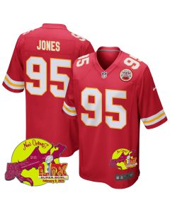 Chris Jones 95 Kansas City Chiefs Super Bowl LIX New Orleans Patch Game Men Jersey – Red