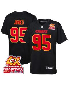 Chris Jones 95 Kansas City Chiefs Super Bowl LVIII Champions 4X Fashion Game YOUTH Jersey – Carbon Black
