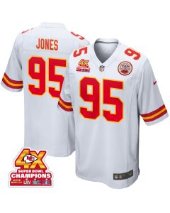 Chris Jones 95 Kansas City Chiefs Super Bowl LVIII Champions 4X Game Men Jersey – White
