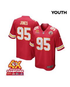 Chris Jones 95 Kansas City Chiefs Super Bowl LVIII Champions 4X Game YOUTH Jersey – Red