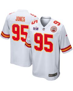 Chris Jones 95 Kansas City Chiefs Super Bowl LVIII Patch Game Men Jersey – White